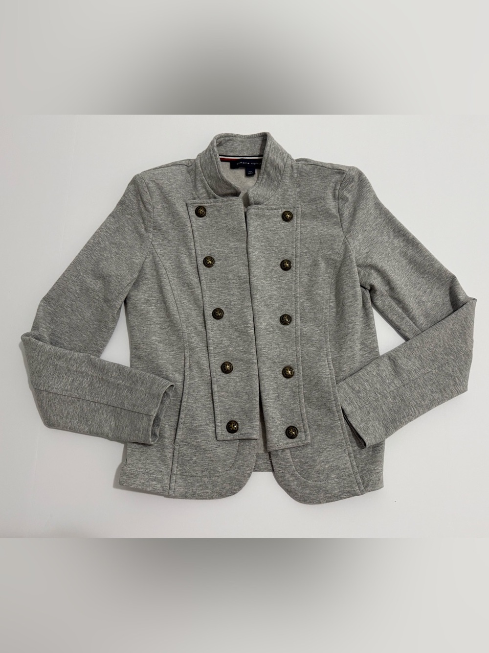 Tommy Hilfiger Gray Double-Breasted Military-Inspired Blazer Sz PXS